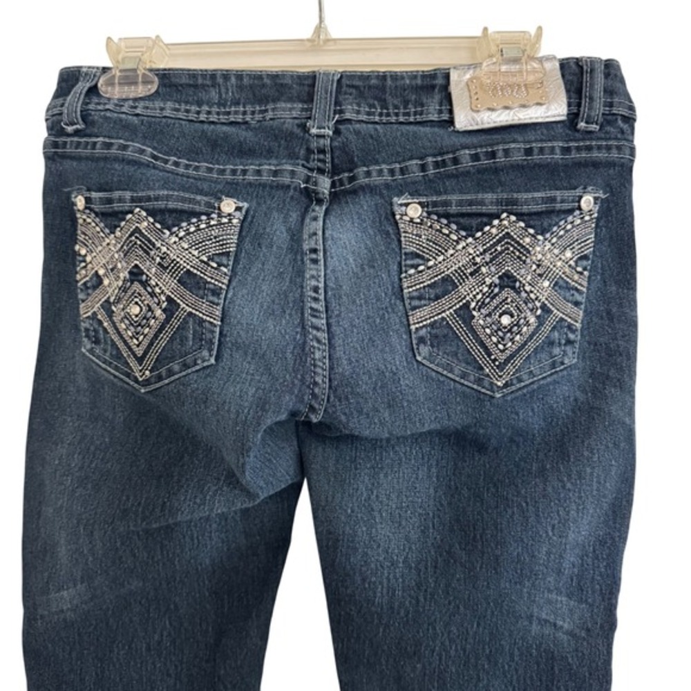 Montana Jeans Womens 7 8‎ Dark Wash Rhinestone Embellished Slim Leg Denim Y2K